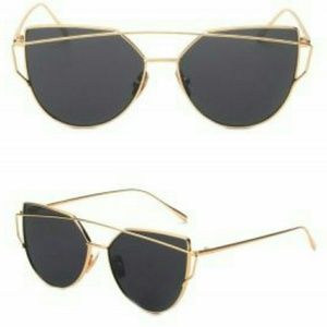 Gold, double bar cat eye sunglasses